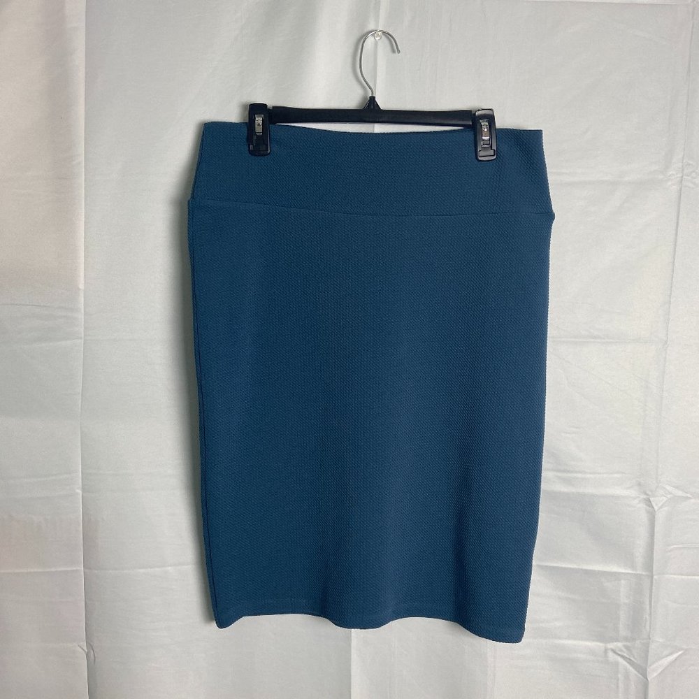 lularoe solid color dark teal blue mini skirt size large